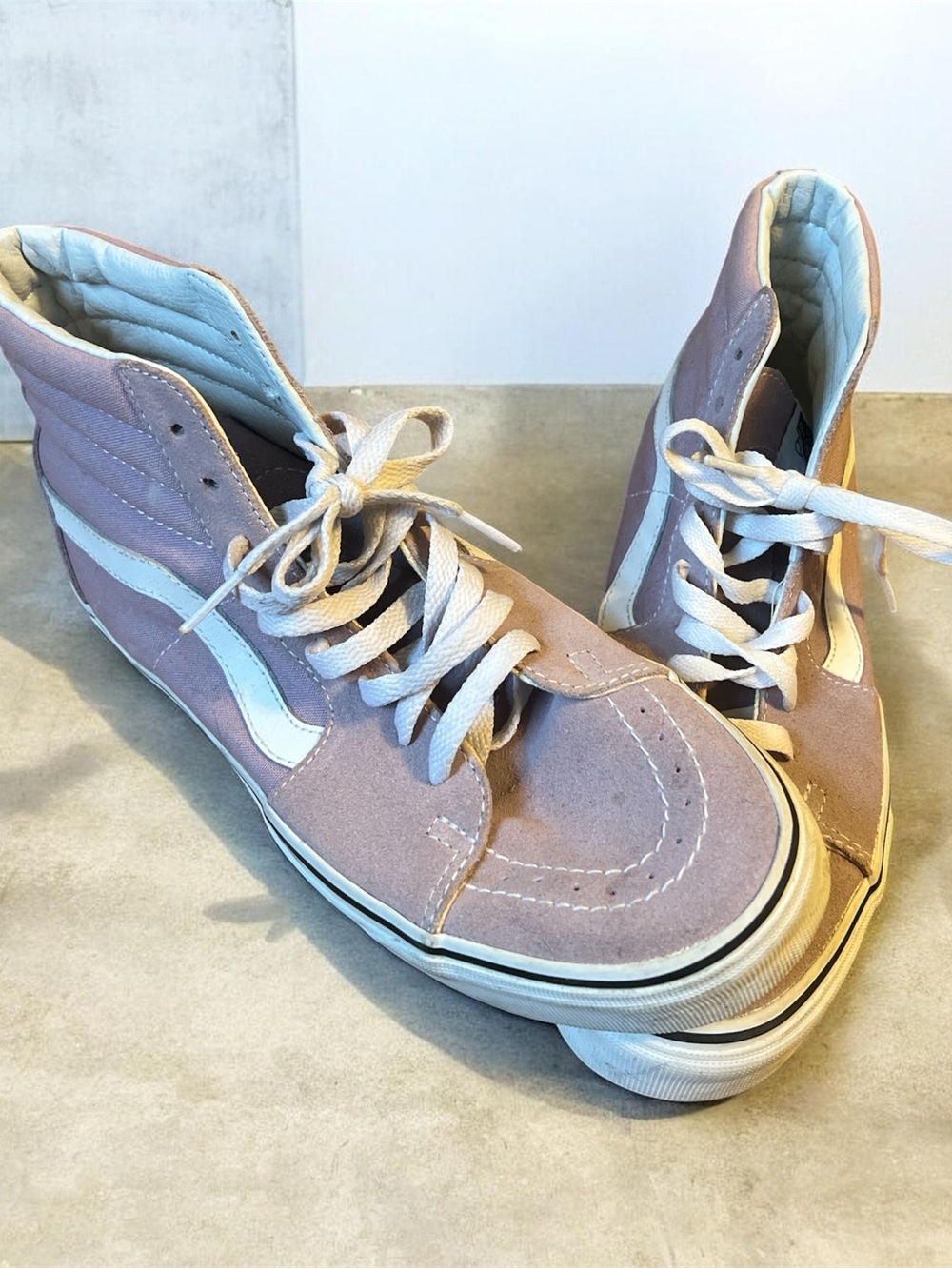 Vans Pink Suede Sk8-Hi Sneakers with White Stripe